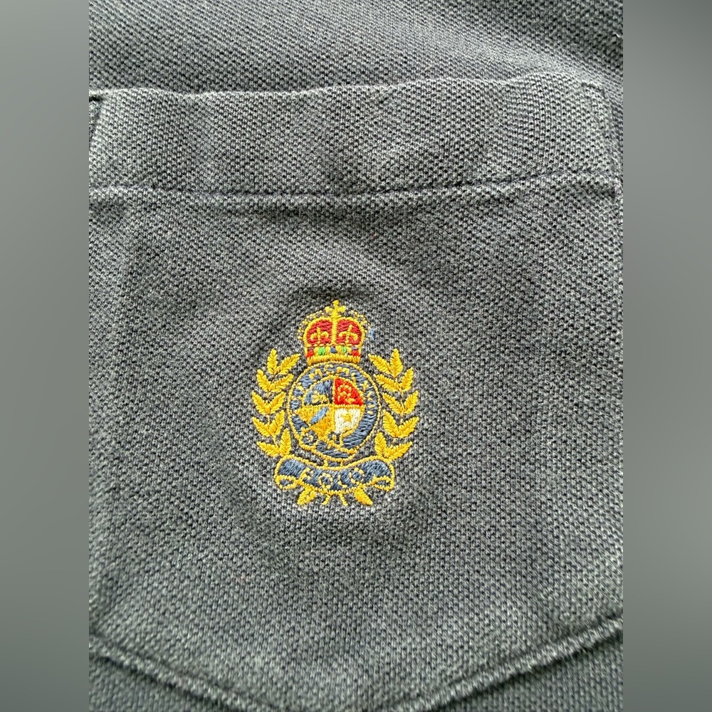 EUC VINTAGE POLO RALPH LAUREN THE BIG SHIRT MADE IN USA POCKET PIQUE POLO NAVY
